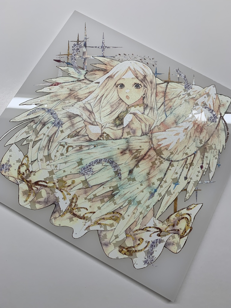 手描きイラスト オリジナル グッズ アクリル色紙 「見習い天使の昼休み」