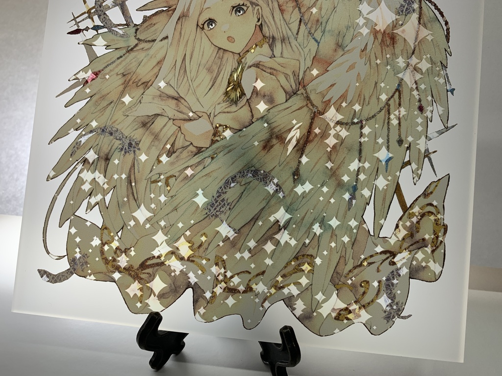 手描きイラスト オリジナル グッズ アクリル色紙 「見習い天使の昼休み」
