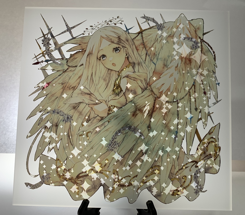手描きイラスト オリジナル グッズ アクリル色紙 「見習い天使の昼休み」