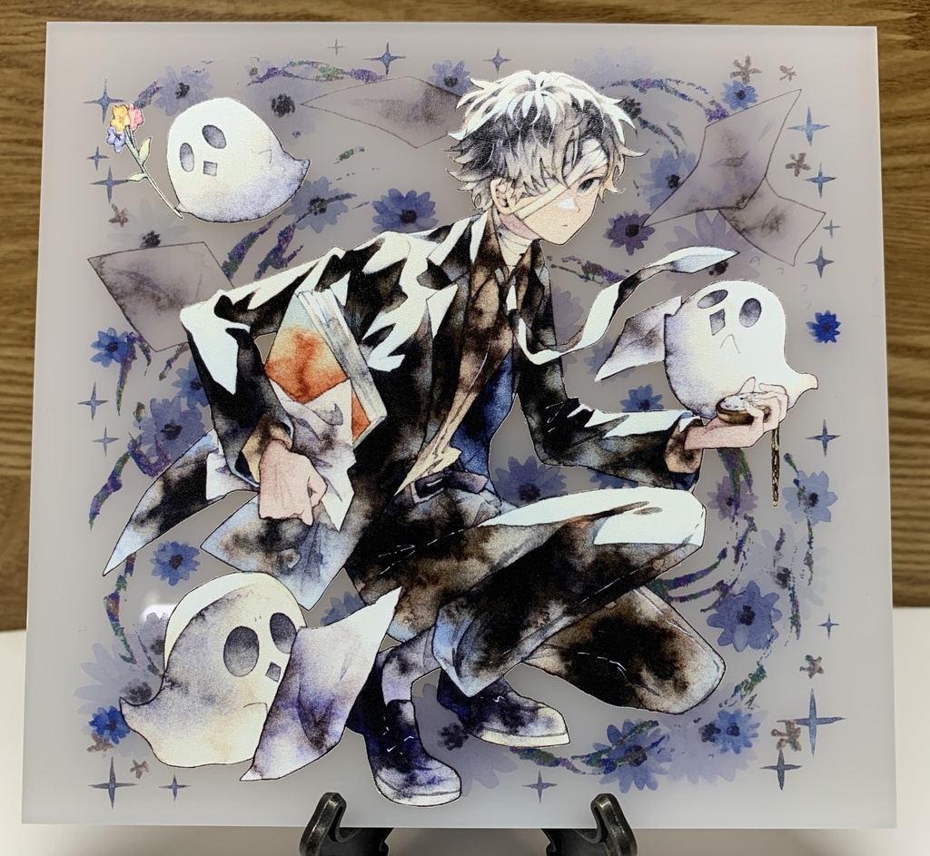 手描きイラスト オリジナル  グッズ　アクリル色紙　「お祓い屋さんとゆかいなおばけ達」