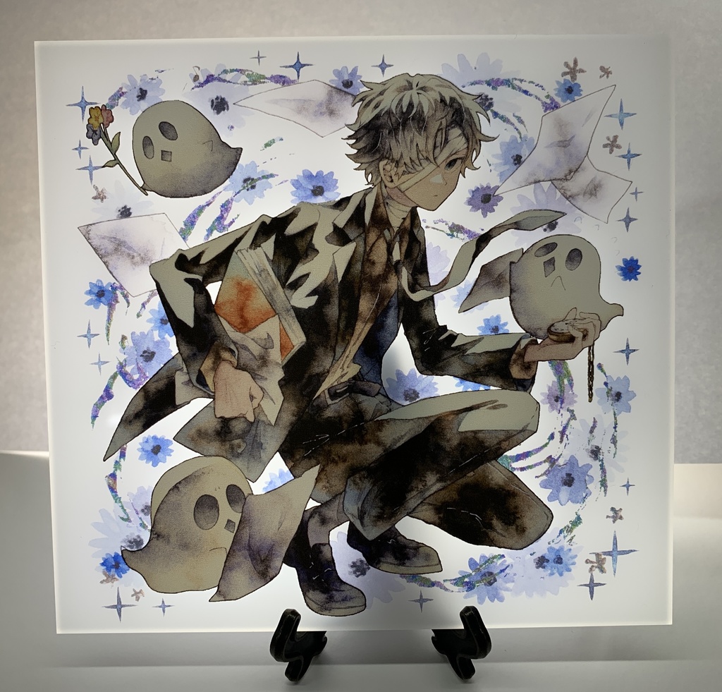 手描きイラスト オリジナル グッズ アクリル色紙 「お祓い屋さんとゆかいなおばけ達」