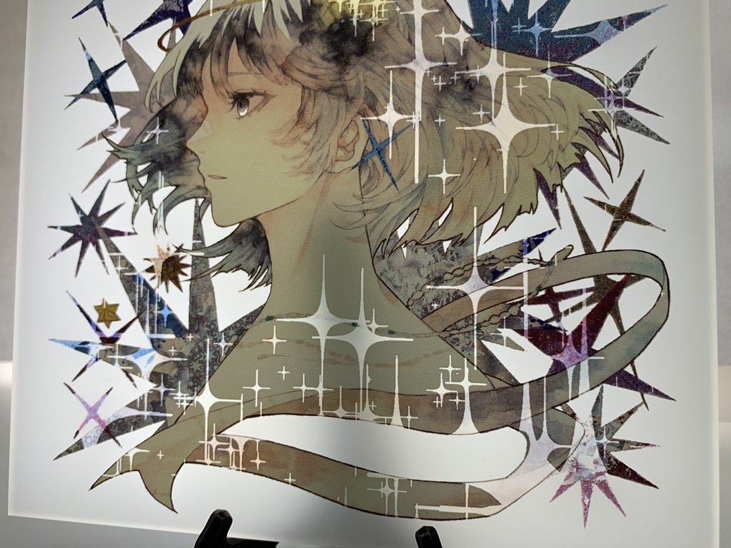 手描きイラスト オリジナル グッズ アクリル色紙 「星達の行方」