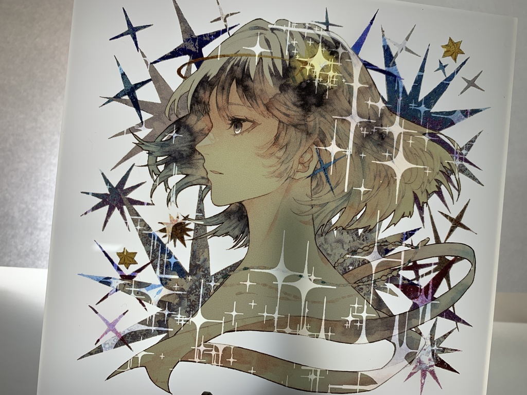 手描きイラスト オリジナル グッズ アクリル色紙 「星達の行方」
