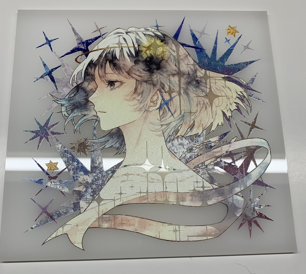手描きイラスト オリジナル グッズ アクリル色紙 「星達の行方」