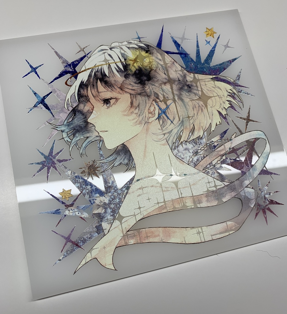 手描きイラスト オリジナル グッズ アクリル色紙 「星達の行方」
