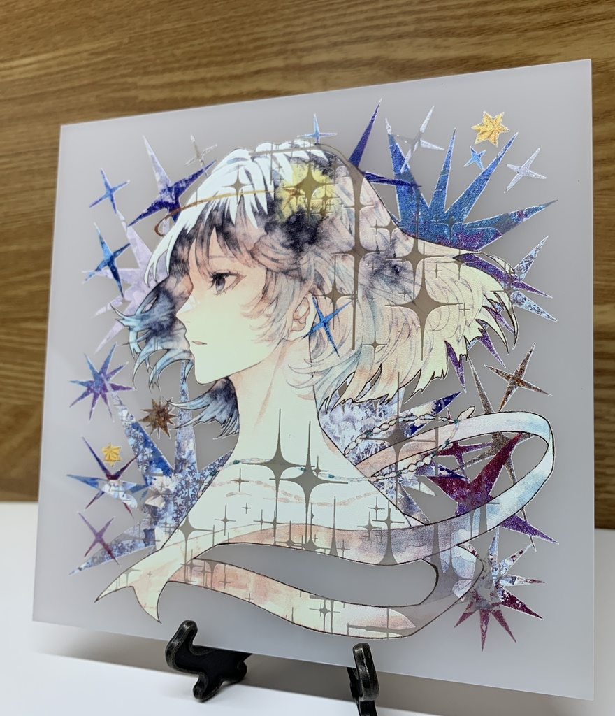 手描きイラスト オリジナル グッズ アクリル色紙 「星達の行方」