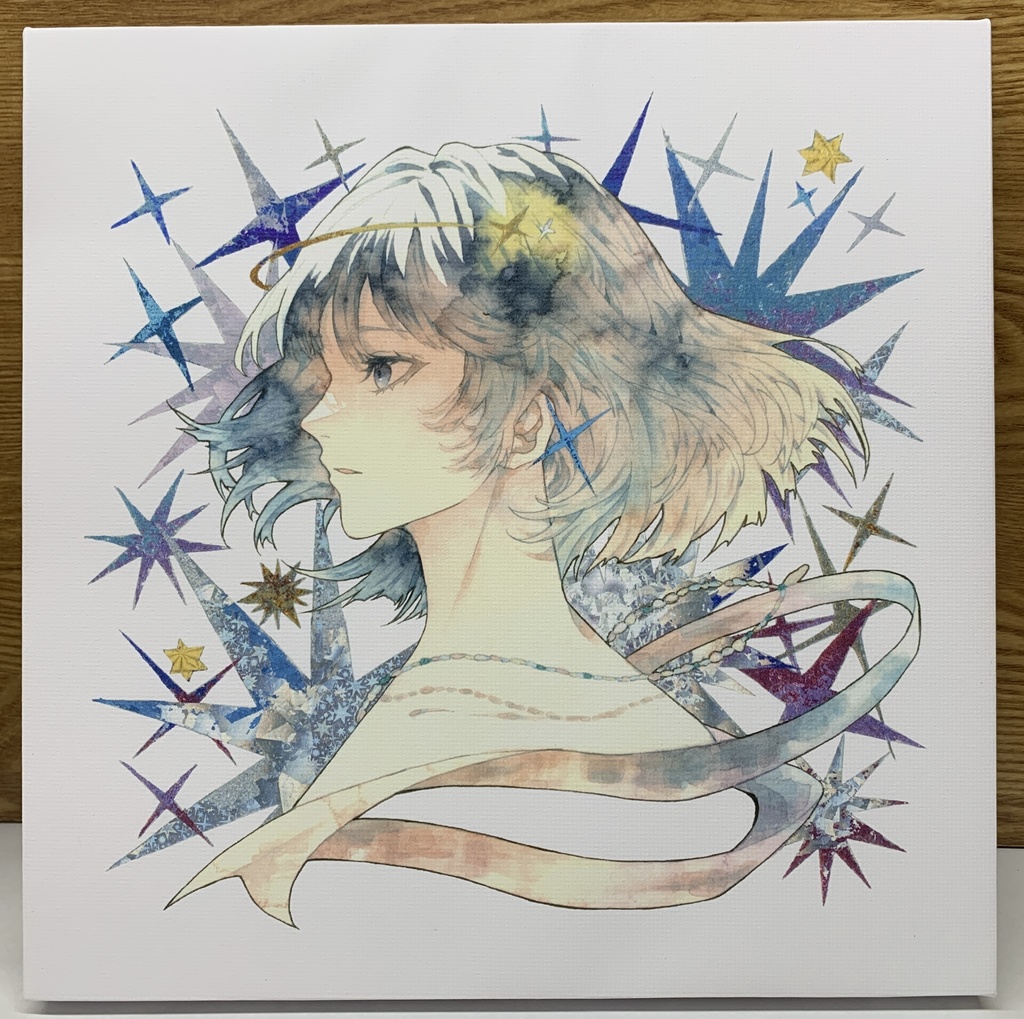 手描きイラスト グッズ キャンバスプリント 「星達の行方」 女の子