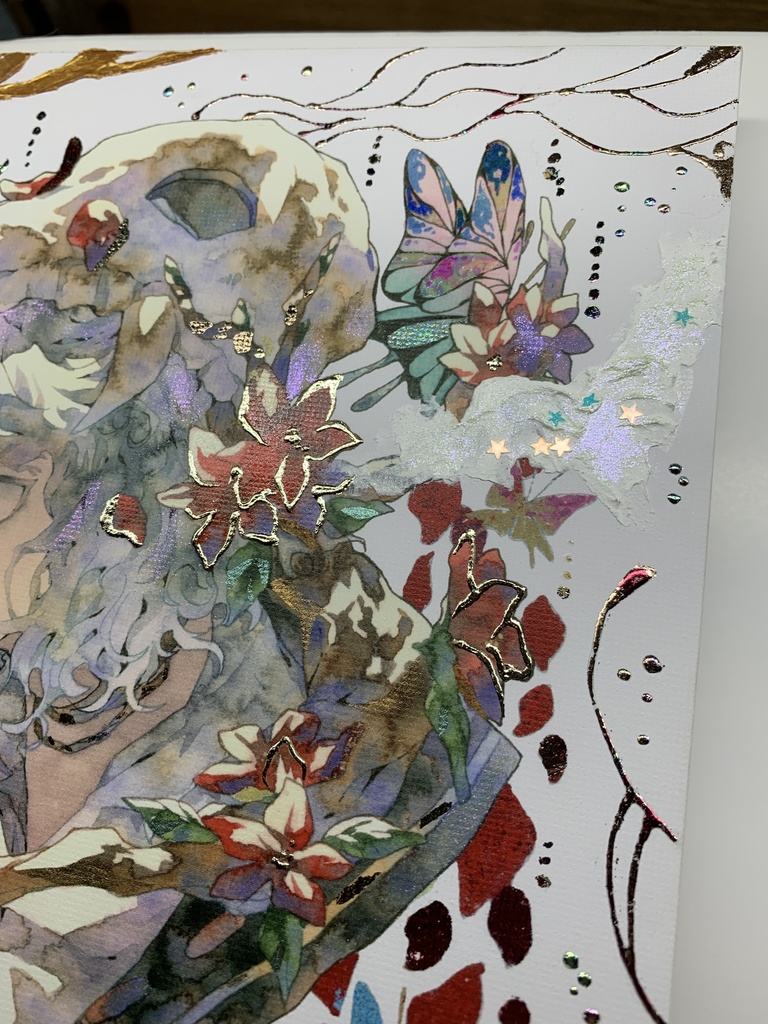 手描きイラスト グッズ キャンバスプリント×デコレーション 「 いい天気の日は」