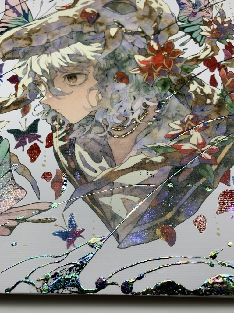 手描きイラスト グッズ キャンバスプリント×デコレーション 「 いい天気の日は」