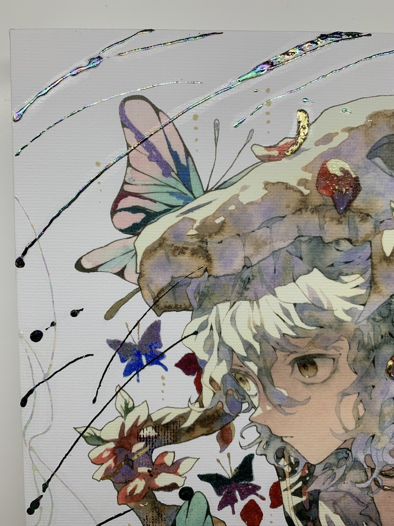 手描きイラスト グッズ キャンバスプリント×デコレーション 「 いい天気の日は」