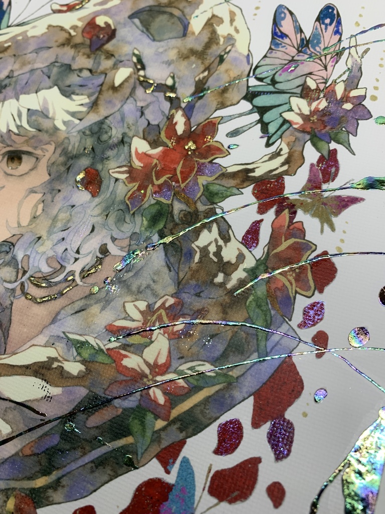 手描きイラスト グッズ キャンバスプリント×デコレーション 「 いい天気の日は」