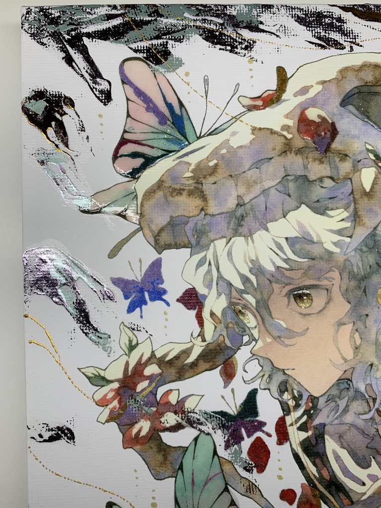 手描きイラスト グッズ キャンバスプリント×デコレーション 「 いい天気の日は」