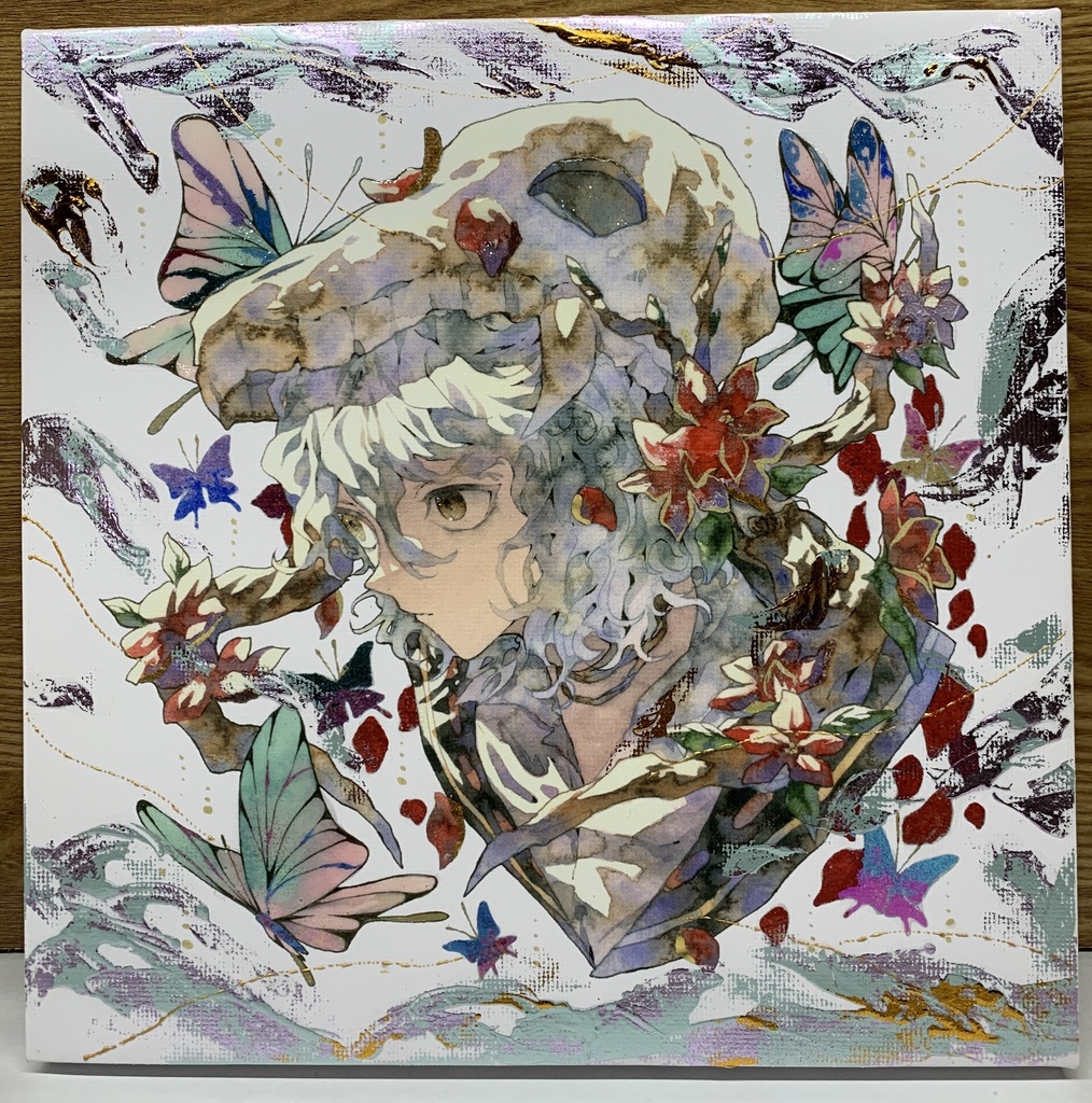 手描きイラスト　グッズ　キャンバスプリント×デコレーション　「 いい天気の日は」