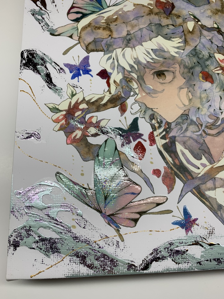 手描きイラスト グッズ キャンバスプリント×デコレーション 「 いい天気の日は」