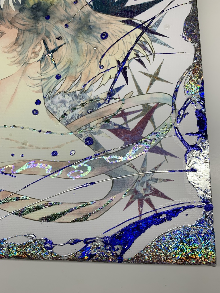 手描きイラスト グッズ キャンバスプリント×デコレーション 「星達の行方」