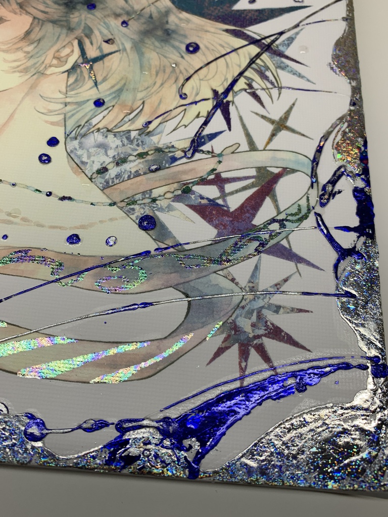 手描きイラスト グッズ キャンバスプリント×デコレーション 「星達の行方」