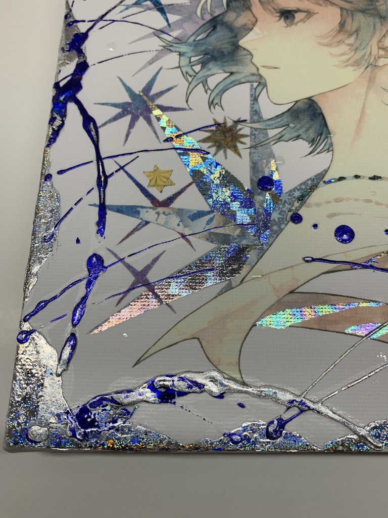 手描きイラスト グッズ キャンバスプリント×デコレーション 「星達の行方」