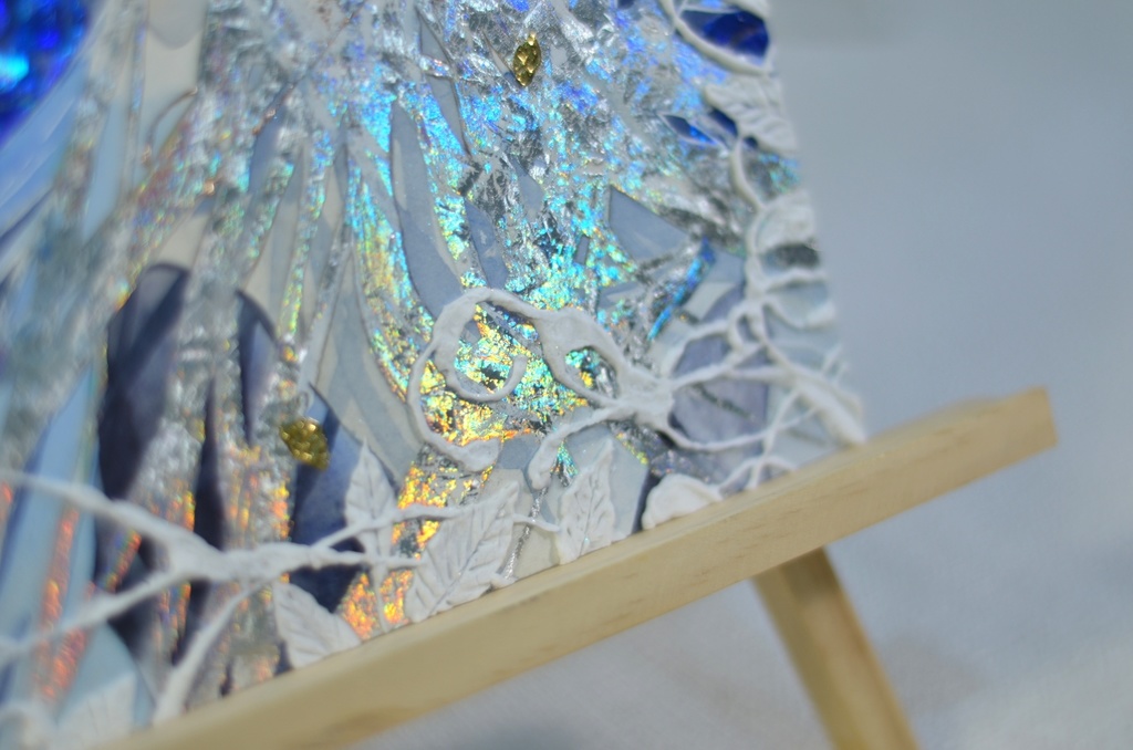 オリジナル 手描きイラスト 女の子 「月虹が見える夜に」 正方形サイズ 透明水彩