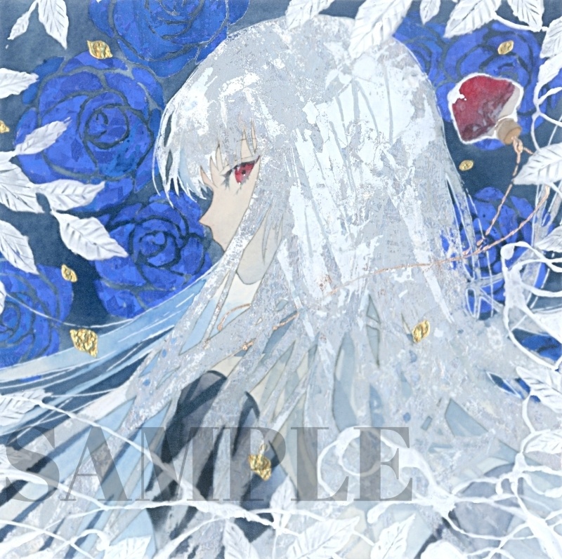 オリジナル　手描きイラスト　女の子　「月虹が見える夜に」 正方形サイズ　透明水彩