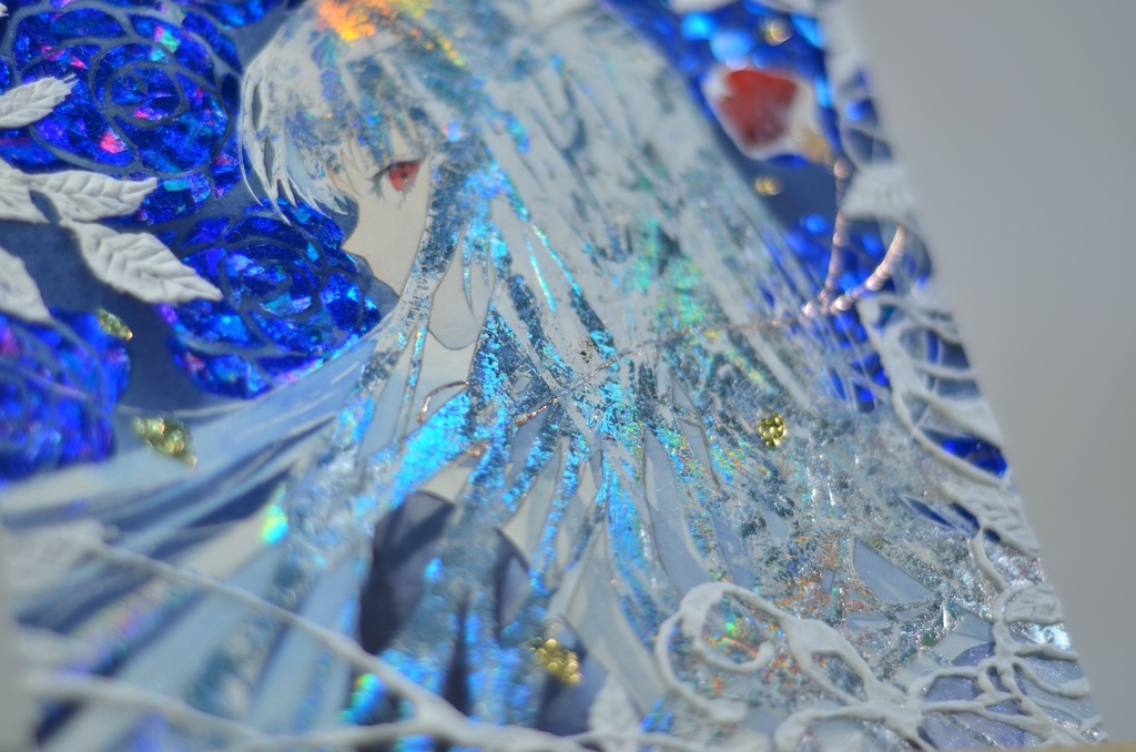 オリジナル 手描きイラスト 女の子 「月虹が見える夜に」 正方形サイズ 透明水彩