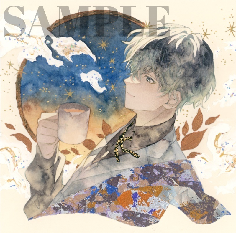 オリジナル 手描きイラスト 男の子 青年 「輝く星の下で」 正方形サイズ 透明水彩