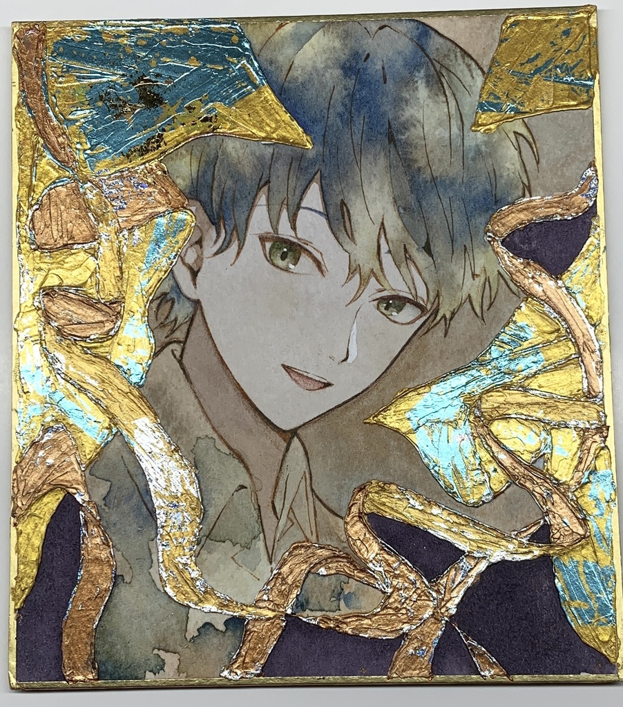 オリジナル 手描きイラスト 男の子 青年 「秘密の場所」 1/4色紙サイズ 透明水彩