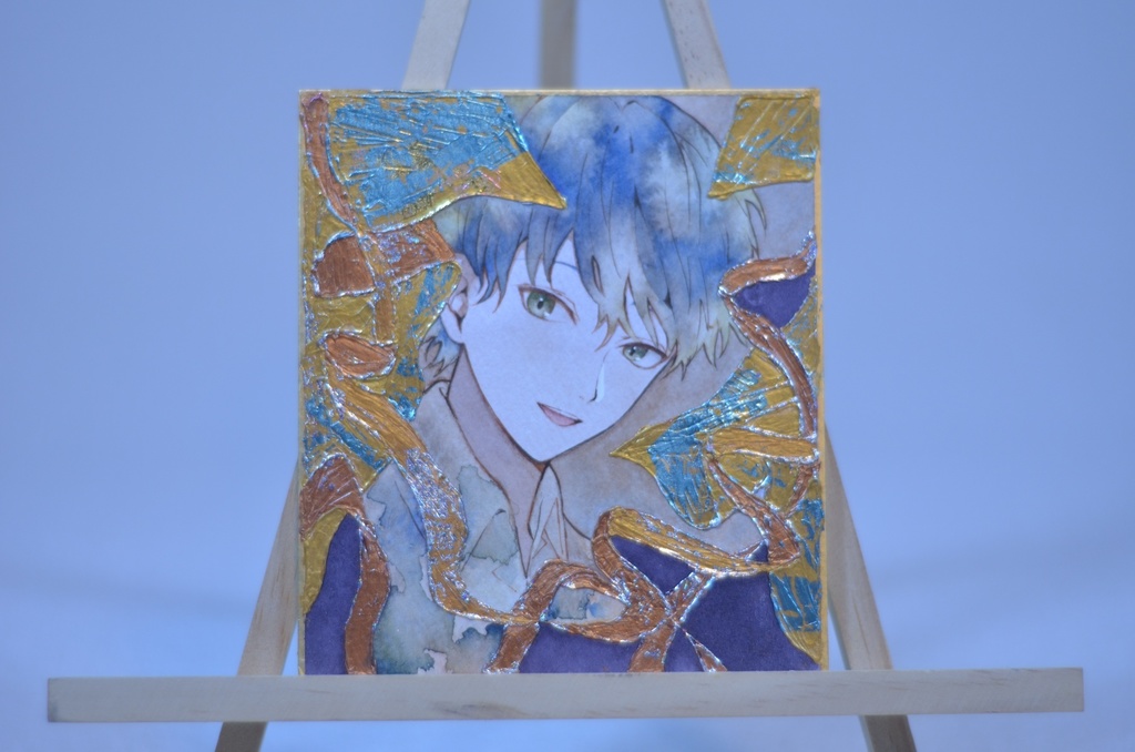 オリジナル 手描きイラスト 男の子 青年 「秘密の場所」 1/4色紙サイズ 透明水彩