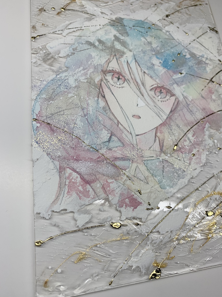 オリジナル 手描きイラスト 女の子 「見つけたものは」 アクリル板 A5サイズ 透明水彩