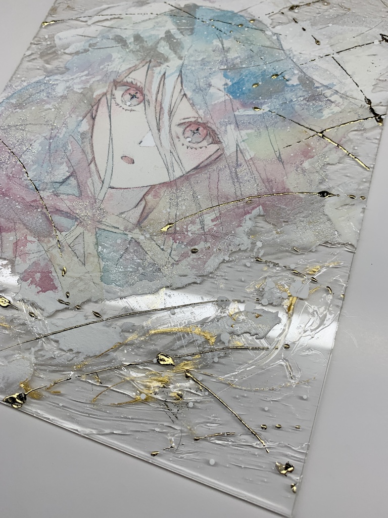 オリジナル 手描きイラスト 女の子 「見つけたものは」 アクリル板 A5サイズ 透明水彩