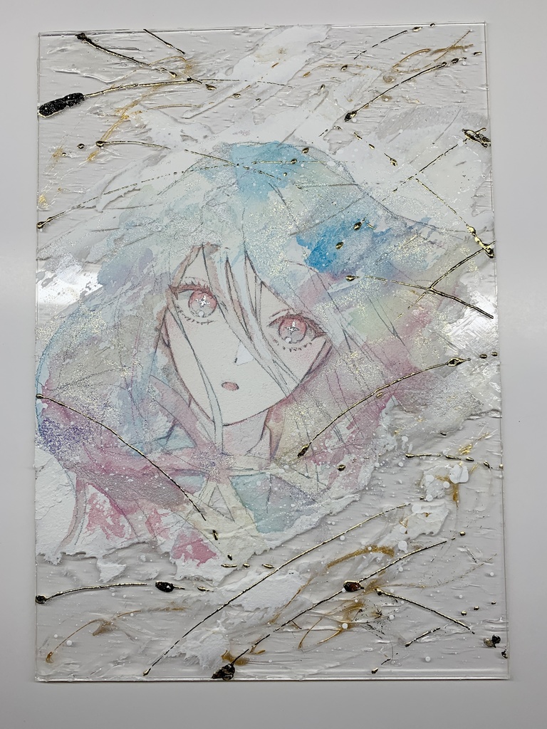 オリジナル 手描きイラスト 女の子 「見つけたものは」 アクリル板 A5サイズ 透明水彩