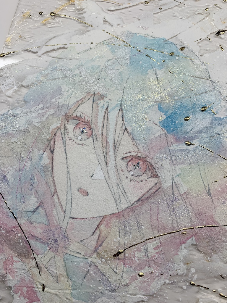 オリジナル 手描きイラスト 女の子 「見つけたものは」 アクリル板 A5サイズ 透明水彩