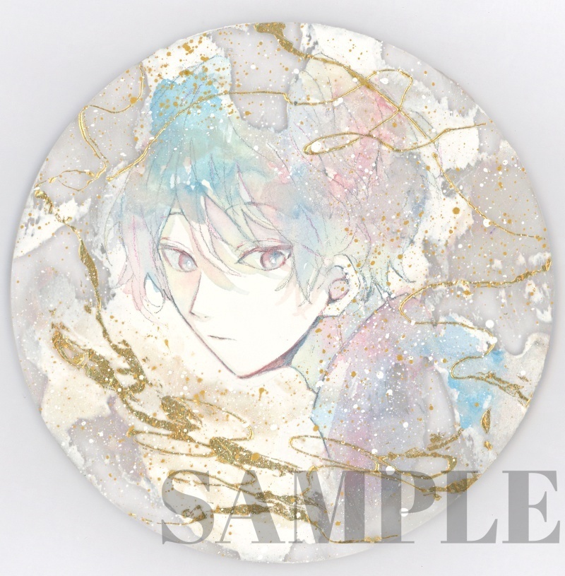 オリジナル 手描きイラスト 男の子 青年 「輝きはいつまでも」 アクリル板 円形サイズ 透明水彩