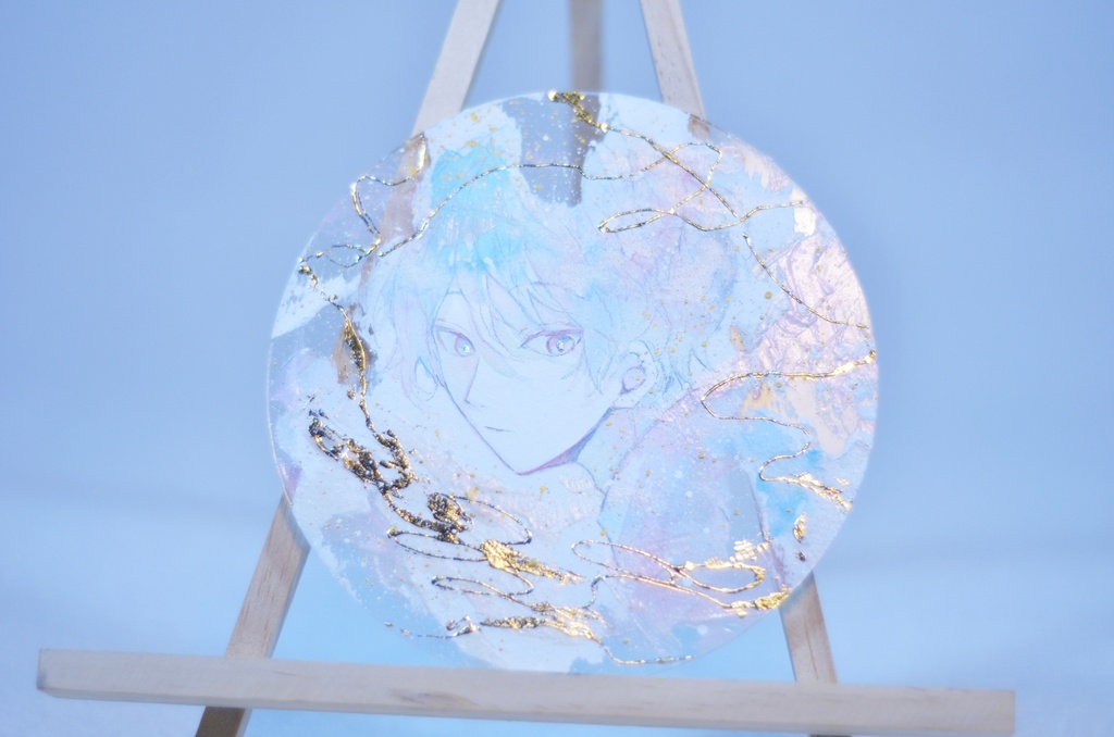 オリジナル 手描きイラスト 男の子 青年 「輝きはいつまでも」 アクリル板 円形サイズ 透明水彩