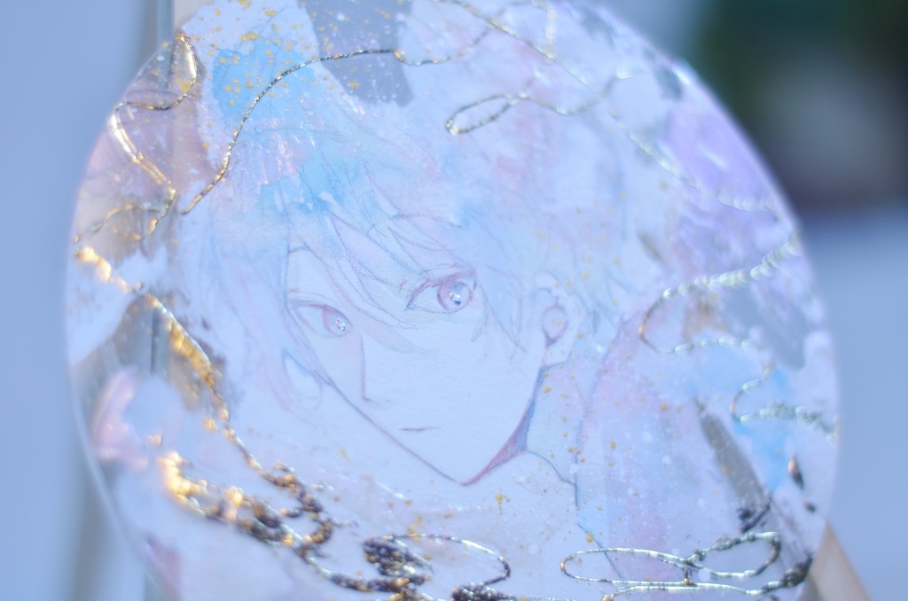 オリジナル 手描きイラスト 男の子 青年 「輝きはいつまでも」 アクリル板 円形サイズ 透明水彩