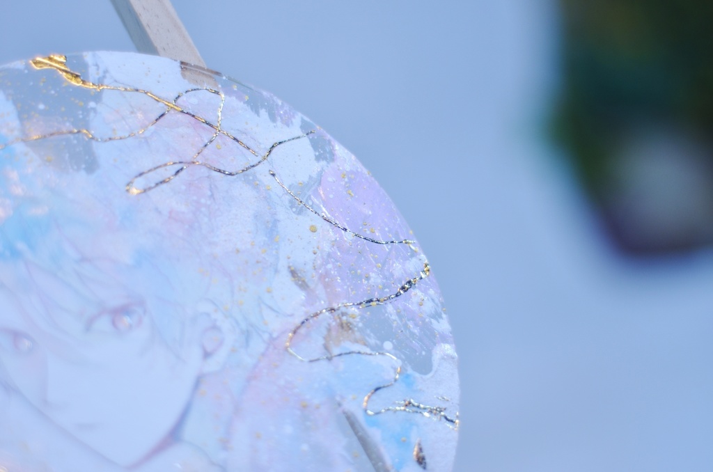 オリジナル 手描きイラスト 男の子 青年 「輝きはいつまでも」 アクリル板 円形サイズ 透明水彩