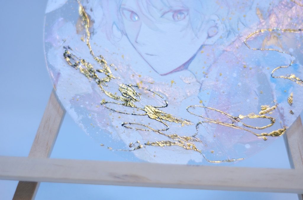 オリジナル 手描きイラスト 男の子 青年 「輝きはいつまでも」 アクリル板 円形サイズ 透明水彩