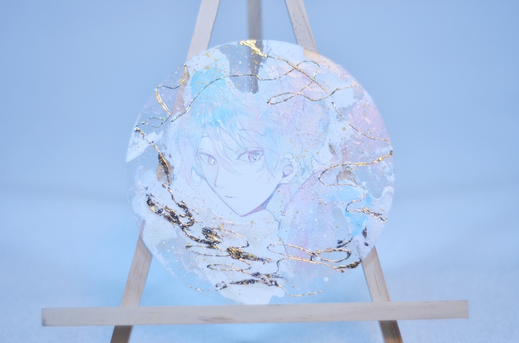 オリジナル 手描きイラスト 男の子 青年 「輝きはいつまでも」 アクリル板 円形サイズ 透明水彩