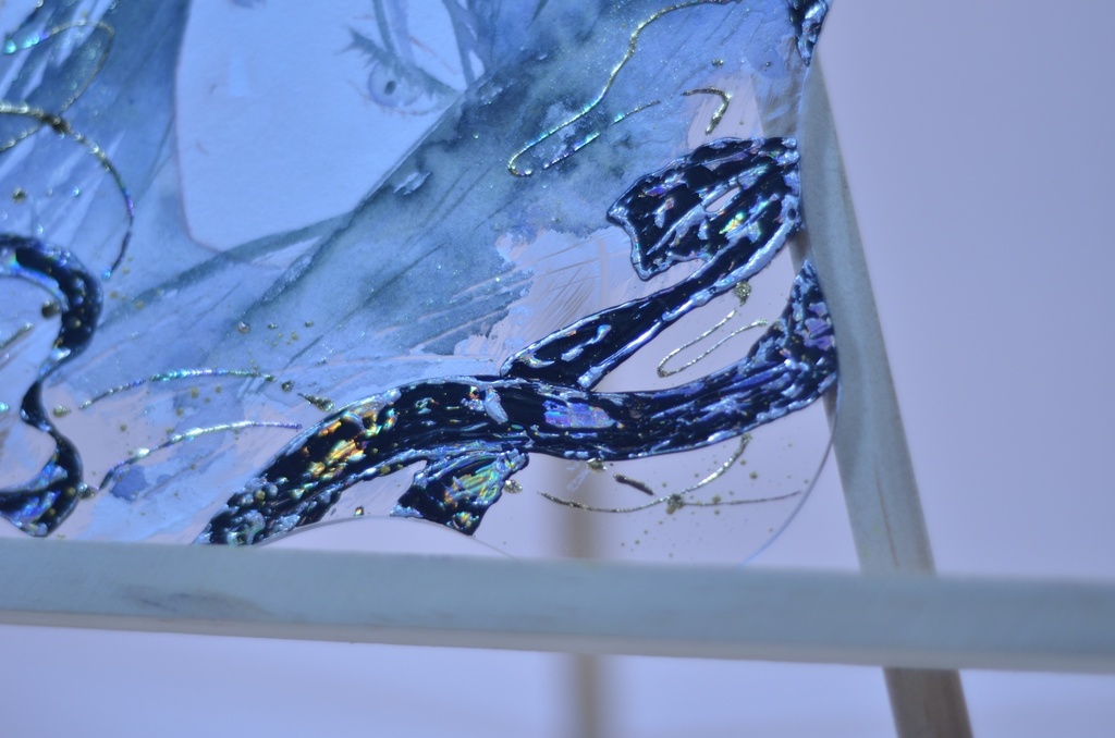 オリジナル 手描きイラスト 女の子 「素直になれなくて」 アクリル板 変型サイズ 透明水彩