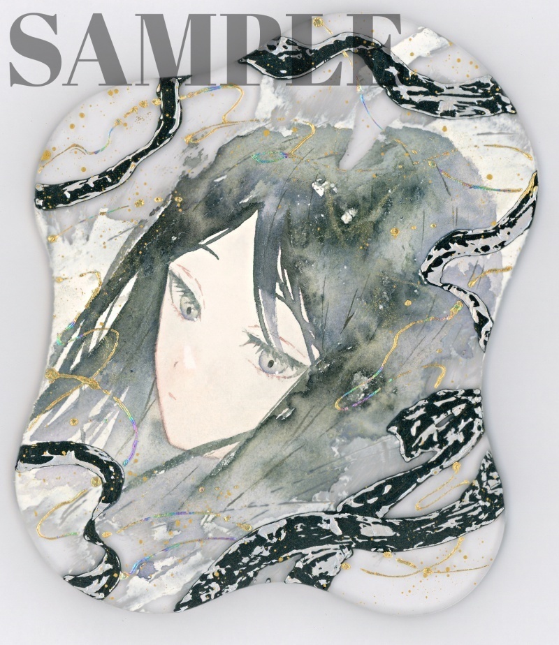 オリジナル 手描きイラスト 女の子 「素直になれなくて」 アクリル板 変型サイズ 透明水彩