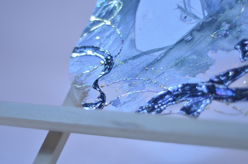 オリジナル 手描きイラスト 女の子 「素直になれなくて」 アクリル板 変型サイズ 透明水彩