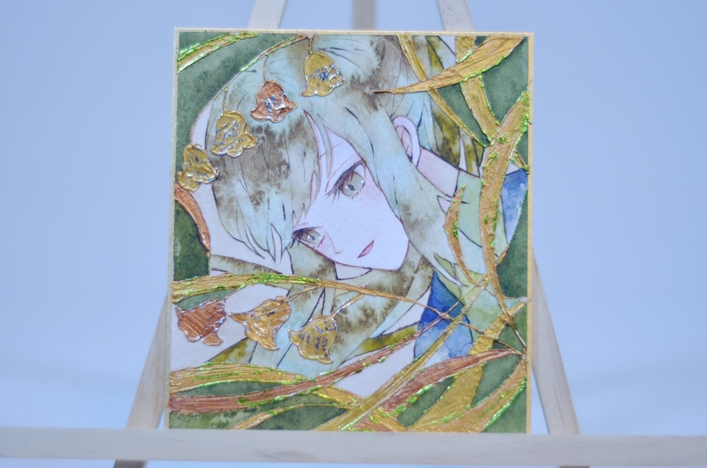 オリジナル 手描きイラスト 女の子 「鈴蘭姫」 1/4色紙サイズ 透明水彩