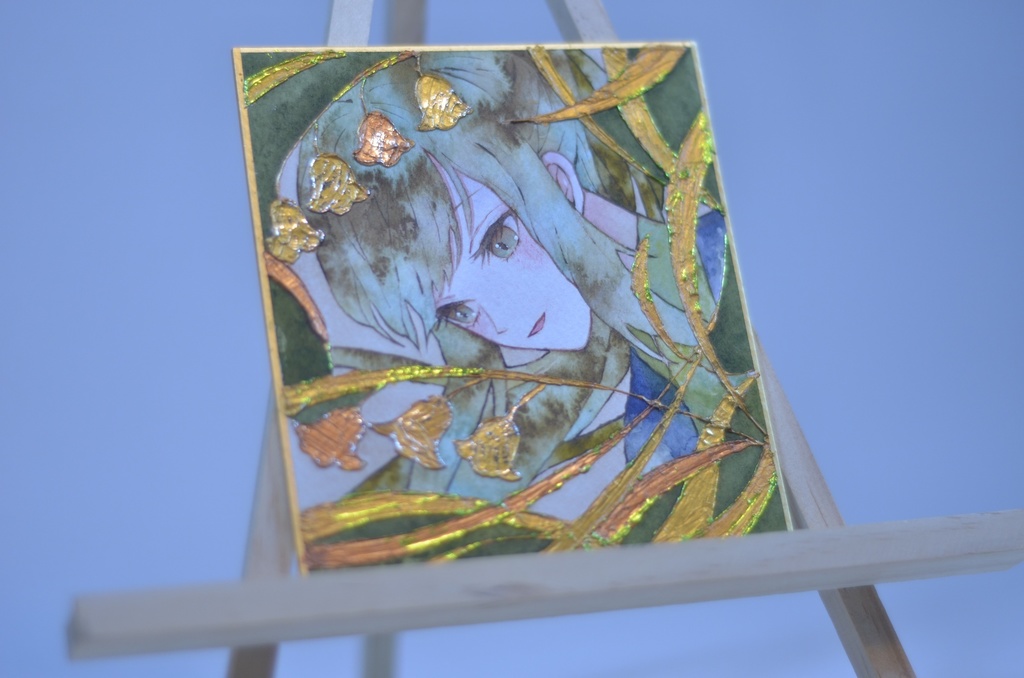 オリジナル 手描きイラスト 女の子 「鈴蘭姫」 1/4色紙サイズ 透明水彩