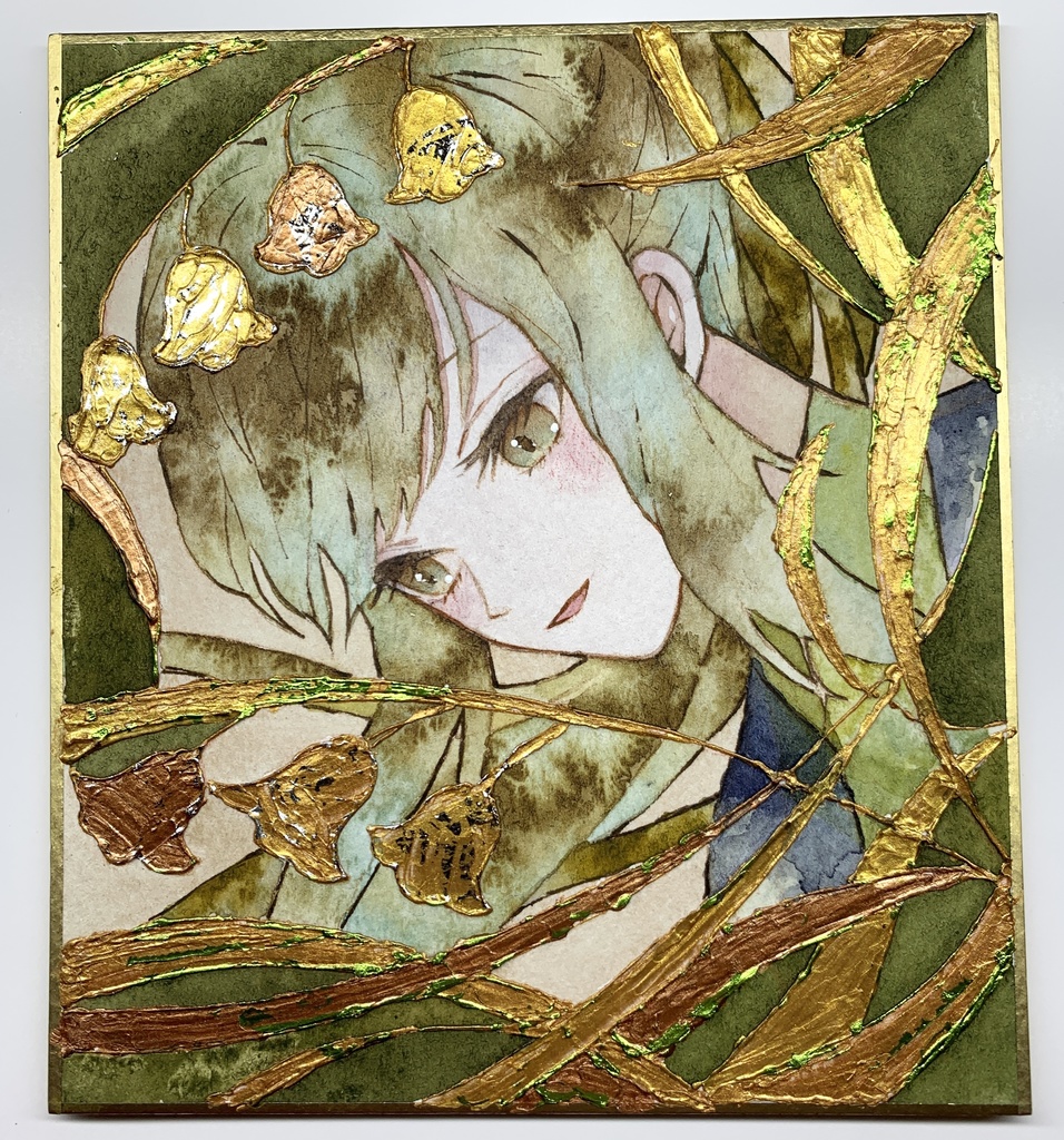 オリジナル 手描きイラスト 女の子 「鈴蘭姫」 1/4色紙サイズ 透明水彩