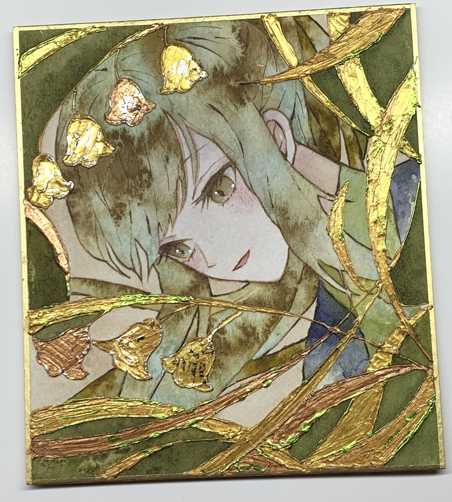 オリジナル 手描きイラスト 女の子 「鈴蘭姫」 1/4色紙サイズ 透明水彩