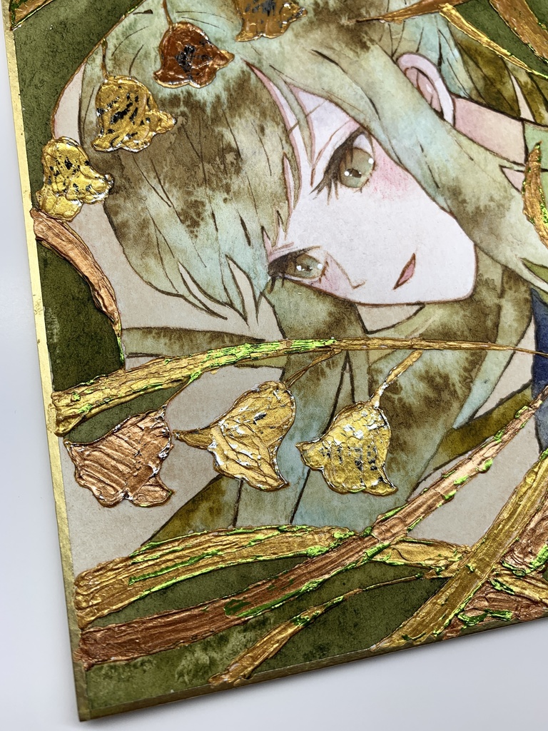 オリジナル 手描きイラスト 女の子 「鈴蘭姫」 1/4色紙サイズ 透明水彩