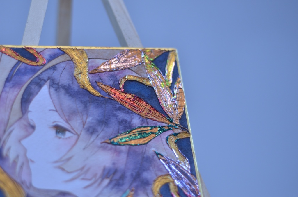 オリジナル 手描きイラスト 女の子 「かぐや姫」 1/4色紙サイズ 透明水彩