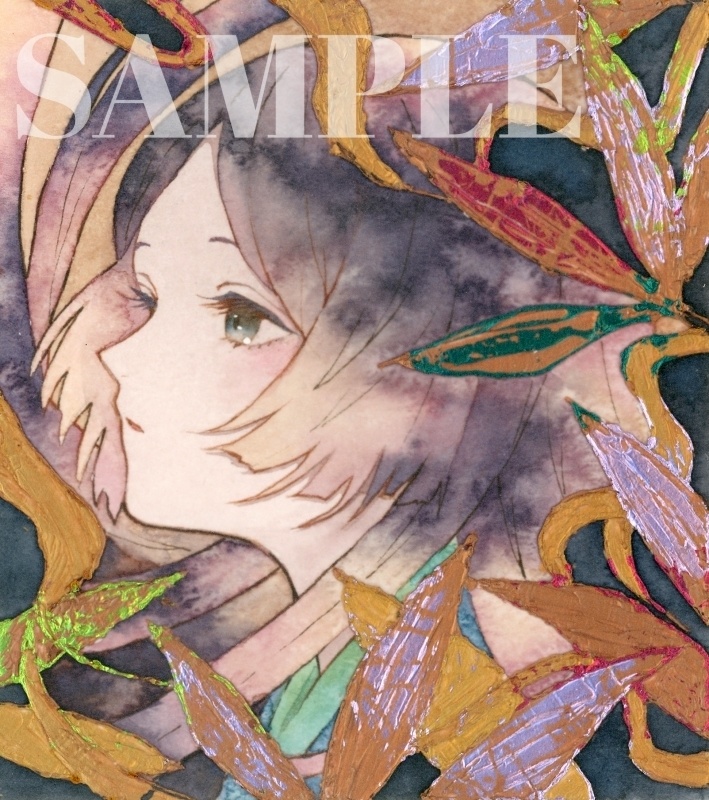 オリジナル 手描きイラスト 女の子 「かぐや姫」 1/4色紙サイズ 透明水彩