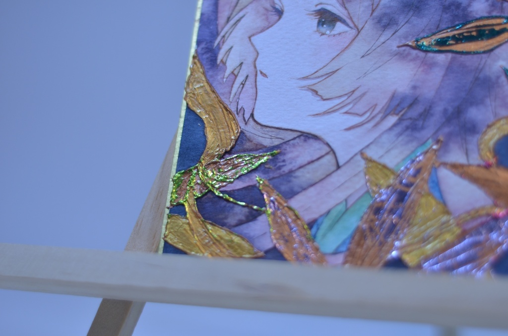 オリジナル 手描きイラスト 女の子 「かぐや姫」 1/4色紙サイズ 透明水彩