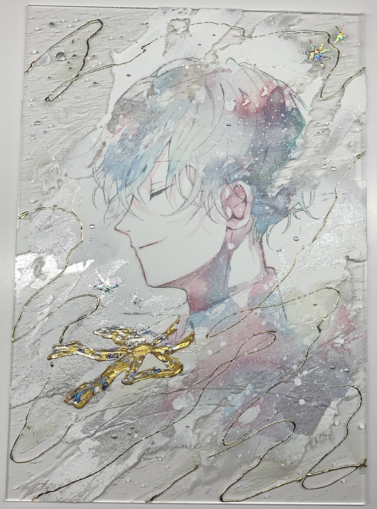 オリジナル 手描きイラスト 男の子 青年 「思い出はいつでも」 アクリル板 A5サイズ 透明水彩