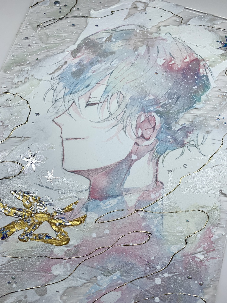 オリジナル 手描きイラスト 男の子 青年 「思い出はいつでも」 アクリル板 A5サイズ 透明水彩